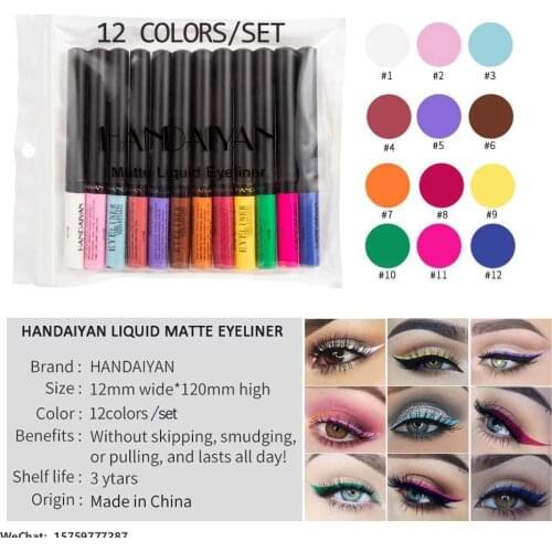 12colors Matte Eyeliner Quick Dry Waterproof Sweat-proof Eye Liner Pencil Brown Purple Color Eyeliner Cosmetic Makeup Tool