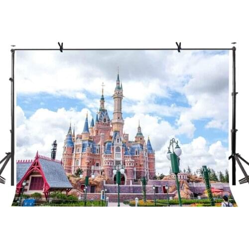 150x220cm Fairytale Castle Backdrop Blue Sky White Clouds Fairy Tale Castle Photography Background