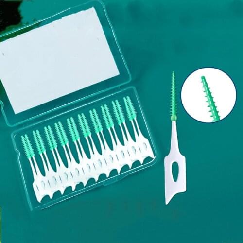20/50Pc Silicone Orthodontic Interdental Brushes Soft Green Dental Cleaning Brush for Teeth Gaps Care for Braces Toothpicks Oral