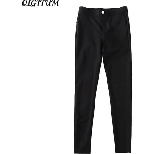2019 spring new super elastic magic pants women wild slim black leggings fashion feet trousers ladies zipper pocket tight pants