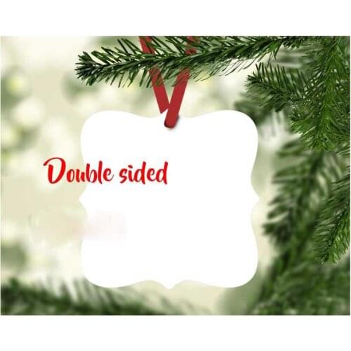 2022 Customized White Dye Aluminum Sublimation Christmas Ornaments Blanks Prague Christmas Metal Ornaments 3"x3"