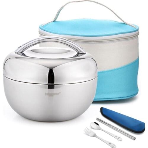 304 Stainless Steel Double Wall Vacuum Thermal Lunch Box For Kids Office Food Storage Container School Insulation Bento Box Set