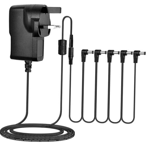 Power Adapter for Guitar Pedal Tip-Negative 5 Way Cord 6.6ft for Charging Speaker