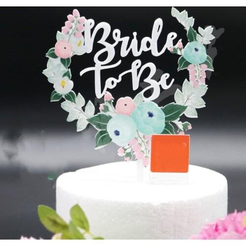 Bride-to-be color printed acrylic cake topper Hen Party Dessert Decoration Wedding party Cake Topper Bachelor Cake Flag Supplies