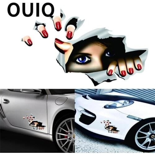 OUIO 1PC Car 3D Stickers Eyes Styling Auto For Fiat Punto 500 Volkswagen VW Polo Passat B7 B8 Golf 5 6 7 Touran T5 Bora Tiguan