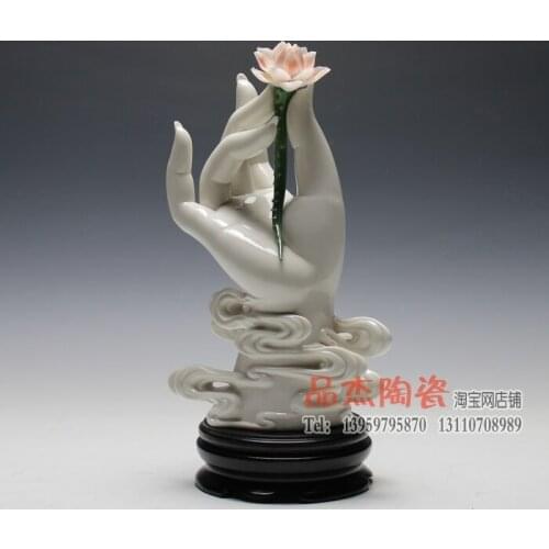 WHITE CERAMIC BUDDHA HAND STATUE LOTUS BUDDHA FIGURINE HOME DECOR CRAFTS ROOM DECORATION HANDICRAFT ORNAMENT PORCELAIN FIGURINES