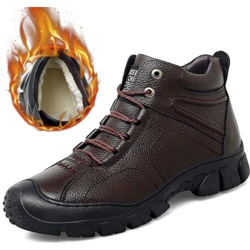 Winter Boots For Men Winter Shoes Mens Boots Ankle Winter Sneakers Snow Boots Plush Warm Men Shoes Leather Waterproof Sneakers