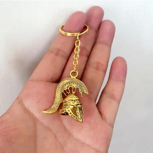 Roman Knight Spartan Warrior Greek Gladiator Helmet Alloy Keychain Keyring Charm Party Birthday Gift for Men New Fashion 2020