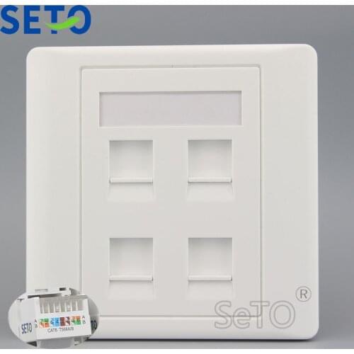 SeTo 86 Type Four Ports Network Lan RJ45 Cat6 Wall Plate Socket Keystone Faceplate