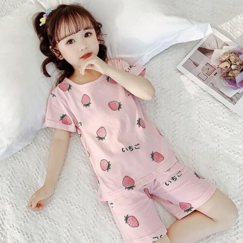 Kids girls pajamas set summer children home clothes suits two-piece cotton indoor sleepwear fashion comfortable clothing pyjamas