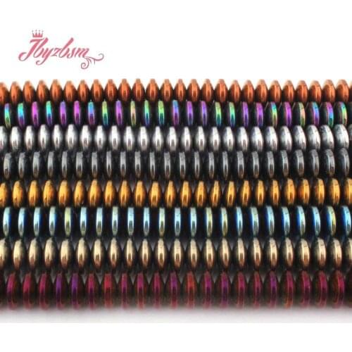 3x8mm Smooth Rondelle Shape Bead Hematite No Magnetic Natural Stone Beads For Necklace Bracelet Jewelry Making 15" Free Shipping