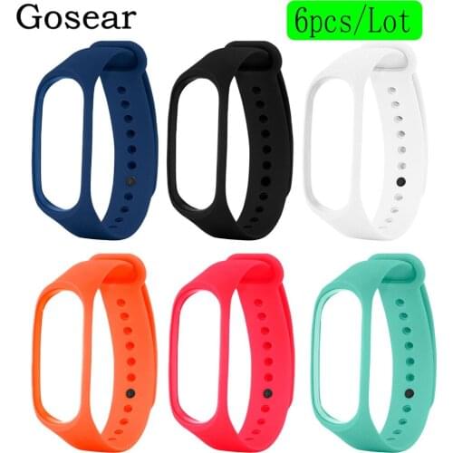 Gosear 6pcs TPU Replacement Watchband Wristband Smart Watch Wrist Strap Bracelet for Xiaomi Xiomi Xiao Mi Band Miband 3 Band3