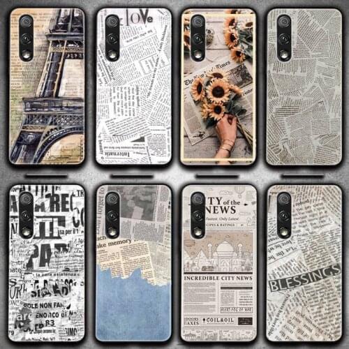 Classic Old Newspaper Soft Cover Phone Case For Huawei P20 30 40 Pro Mate 20 30 40 Pro Honor 9x 10 30lite Y62019