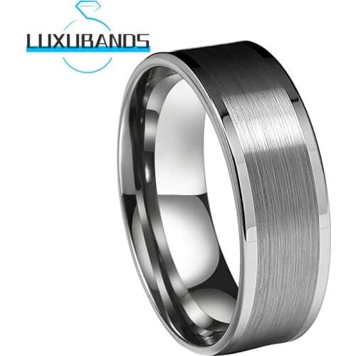 8MM Tungsten Carbide Rings For Men Wemen Center Brushed Engagement Wedding Bands Polished Finished Comfort Fit