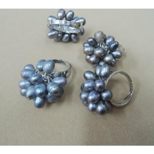 100% NATURE FRESHWATER PEARL RING,gray color pearl ring,black color pearl ring