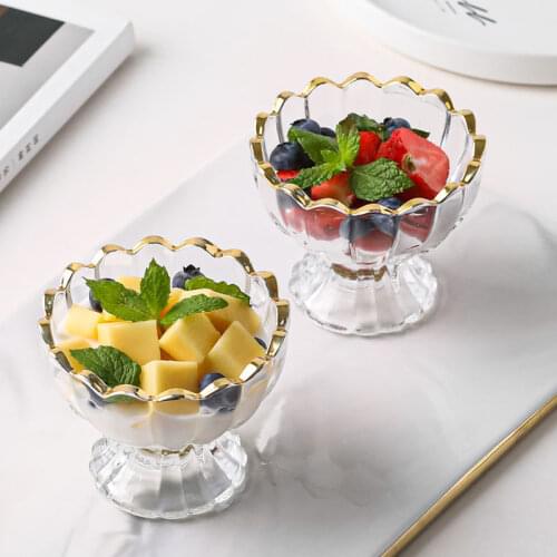 Creative Transparent Glass Thickened Cold Drink Juice Ice Cream Bowl Dessert Salad Milkshake Cup Water Bottle