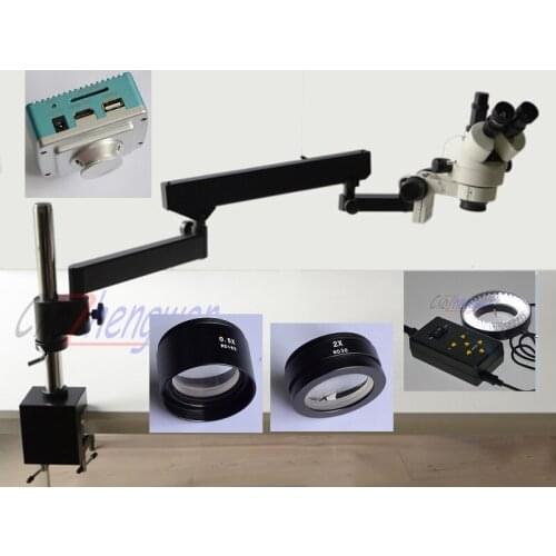 FYSCOPE 3.5X-90X ARTICULATING ARM ZOOM STEREO MICROSCOPE 4 ZONE 144LED + HDMI 1080P 2.0M CAMERA