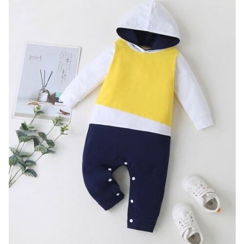 Fashion Clothes Baby Girl Romper Cotton Spring Autumn Patchwork Long Sleeve Hoodies Baby Boy Romper Sport Baby Jumpsuit 0-18M