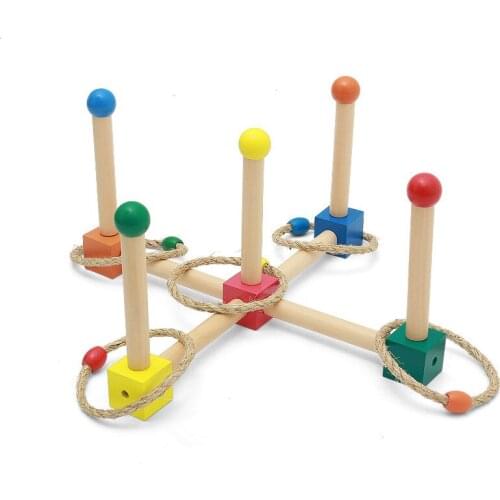 Toddler Toy Ring Toss Game Wooden Motessori Materials Family Game Toys Early Educational Equipment Gift for 12months+ Kids