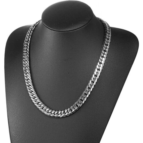 Charming 316L Stainless Steel 11mm Silver Color Cuban Curb Chain Womens Mens Jewelry Unisexs Necklace Or Bracelet Handmade Gift