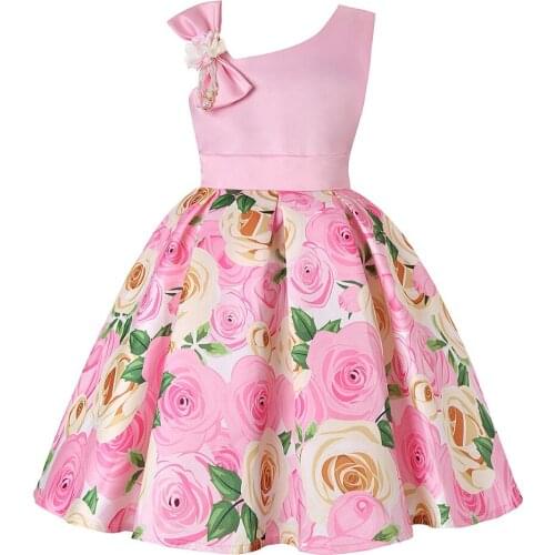 Girls Dress One-shoulder Flower Dress For Girls Birthday Gift Costume Princess Dress Toddler Girl Dresses Children Clothing