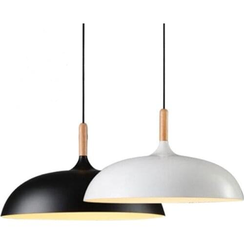 Nordic Modern LED E27 Oak Pendant light plate Hanging Lights Home improvement Iron and Oak decoration Pendant lamp