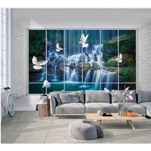 Custom photo wallpaper 3d mural wallpaper for walls 3d Idyllic landscape and waterfall landscape painting 3D TV background wall