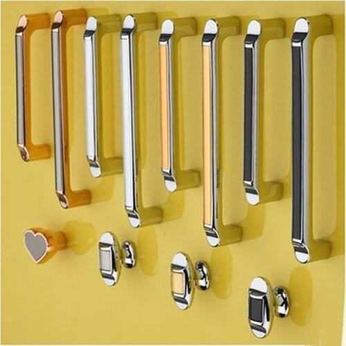 64 96 128 160mm modern simple fashion silver chrome furniture handles black gold kitchen cabinet wardobe drawer knob pull handle