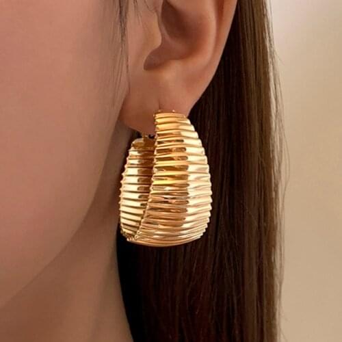 Silver Hoop Earrings for Women Girl Gold Round Circle Textured Metal Earring Minimalist Trendy 2021 New Party Jewelry