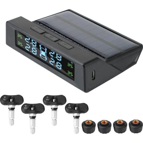 Digital TPMS With Parking Card Tyre Pressure Sensors USB Solar Charging Tire Pressure Monitoring System LCD Display