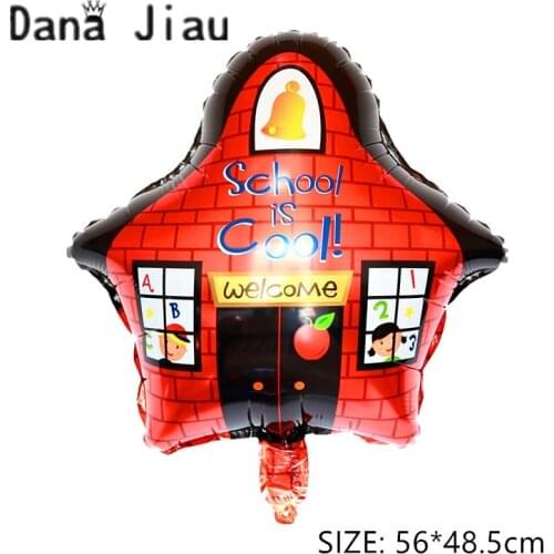 Wed decor boy girl school is cool foil balloon welcome red house back to school decoration ABC Graduation ball wholesale
