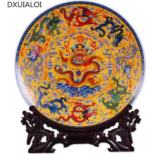 Chinese style home decoration ornaments Fenghuanghui Art Plate Decorative Ceramics Decorative Wooden Ceramics In Ancient China