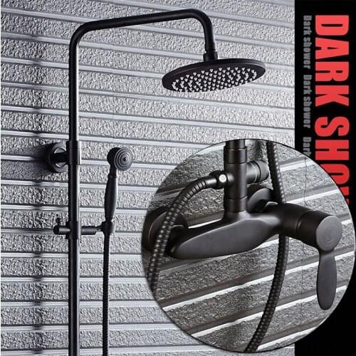 Bathroom Rain Shower System Mixer Faucet Sets Triple Function Chrome with Adjustable Slid, ORB / Black, oild Brass Material