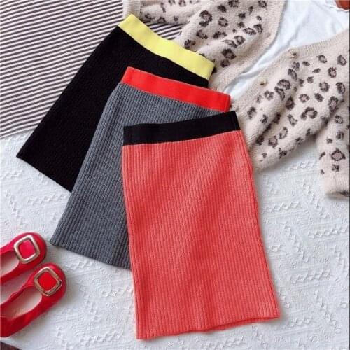 Winter Kids Girls Pencil Skirt Childrens Knit Skirt Solid Elastic Waist Student Skirt for Girls 10 9 8 7 6 5 4 Years Old