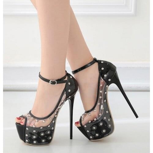Women Rivet High Heels Shoes Fashion Sexy Rivets Footwear With Clear Word 2021 Fish mouth platform stiletto heels
