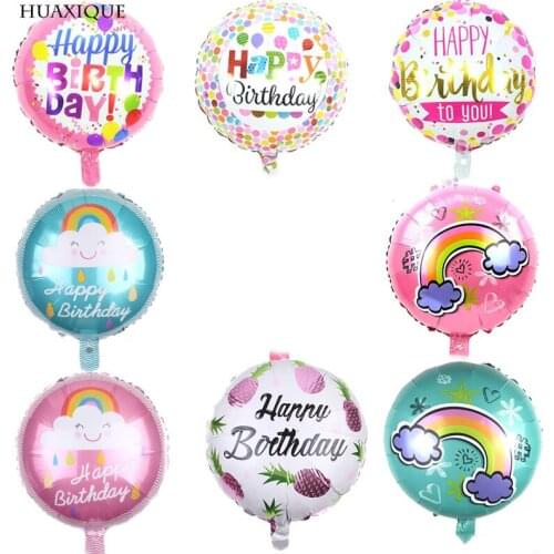 1pc 18Inch Happy Birthday Foil Balloon Baby Shower Girl Donuts Rainbow Mermaid Party Decor Round Clouds Ballons Hawaii Supplies