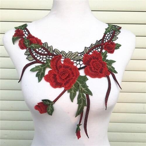 1 PC Embroidered Floral Lace Neckline Neck Collar Scrapbooking Trim Clothes Sewing Applique Embroidery edge CL857