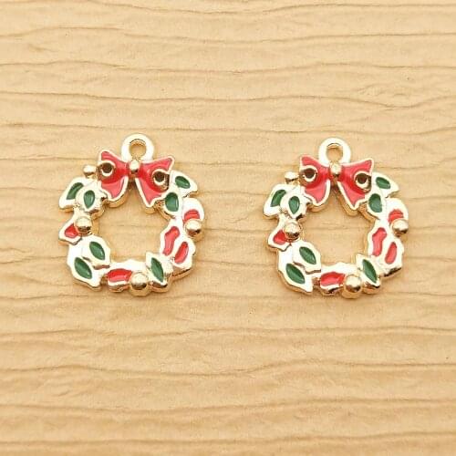 10pcs 16x17mm enamel christmas gift charm for jewelry making cute earring pendant bracelet charm necklace charm diy finding