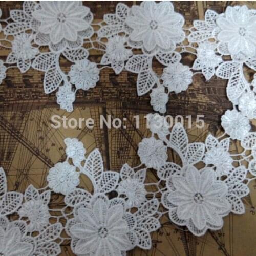 2Yards 11cm Width Water Soluble Sewing Lace Trim For Bridal Dress Embroidered White Lace Ribbon Appliques Black Lace Fabric