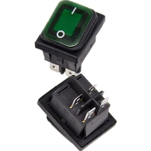 5Pcs RL2(P) Waterproof Green Lamp 4Pin ON-OFF DPST Rocker Switch 2 Position Locking 10A/250V
