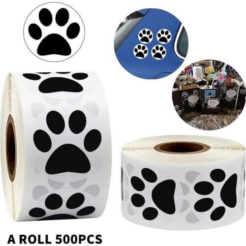 500 Pcs Black Bear Paw Print Dog Puppy Paw Stickers 1Inch As Reward Sticker Stationery Teacher for Kids Scrapbooking Stickers
