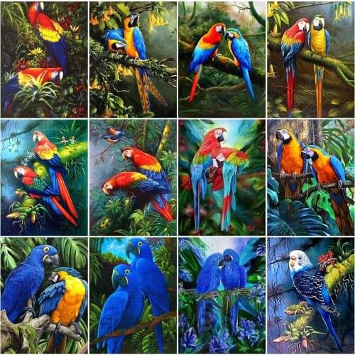 5D Diy Diamond Embroidery Parrot Rhinestones Diamond Painting Animal Full Square 3D Mosaic Spring Cross Stitch Handicraft Decor