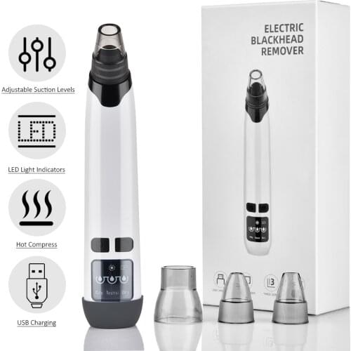 Hot Compress Blackhead Remover Face Deep Pore Cleaner Removal Vacuum Suction Acne Black Head Tool Pimple Sucker Acne Extractor