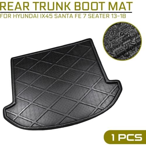 Car Floor Mat Carpet Rear Trunk Anti-mud Cover For Hyundai IX45 Santa Fe 7 Seater 2013-2018