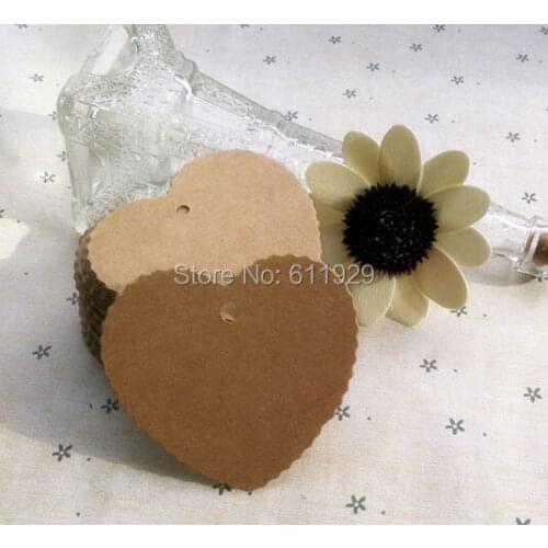 Free shipping 500 pcs a lot 5.8x5.5cm DIY blank heart shape kraft paper tags/wedding decorated card/cake price tags/message card