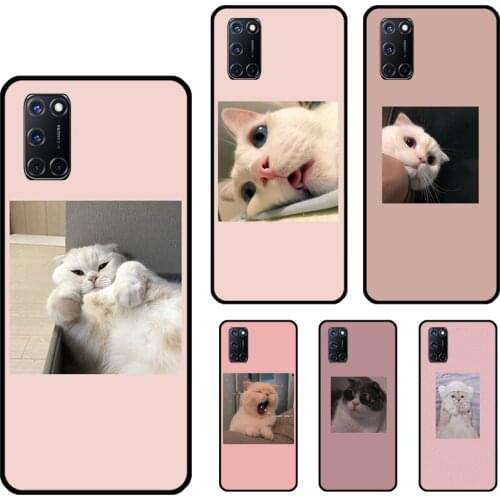 Pink Aesthetic Cute Cat Animal For OPPO A15 A83 A91 A1K A3S A5S A31 A53 A5 A9 2020 A52 A72 Reno 2 Z 4 Pro F5 Case Cover
