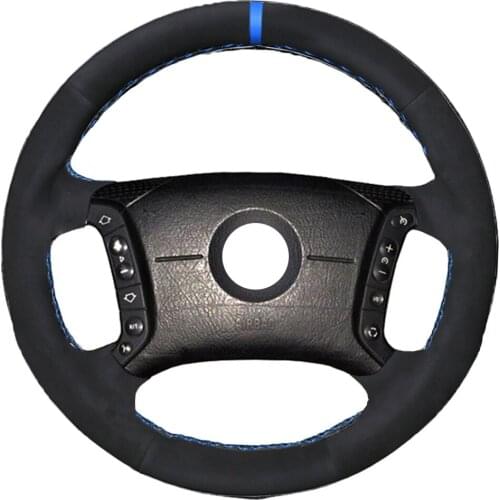 Black Hand-Stitched Alcantara Material Suede Leather Car Steering Wheel Cover for BMW E46 318i 325i E39 X5 E53
