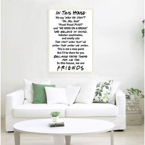 Friends Quotes TV Poster Friends Tv Show In This House Print Funny Quote Bedroom Poster Joey Tribbiani Rachel Canvas Painting