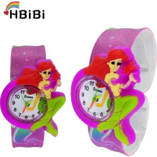 Cartoon Mermaid Childrens Watches Kids Quartz Wristwatches Child Baby Clock Beat circle watch for Girl Boy Gift Relogio Montre