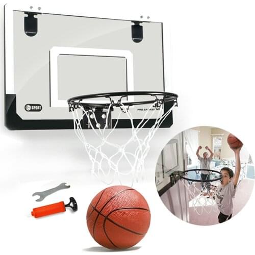 Children Kids Hanging Basketball Hoop Indoor Door Wall Mounted Kids Mini Basket Ball Board Toy Set with Pump Boys Gift